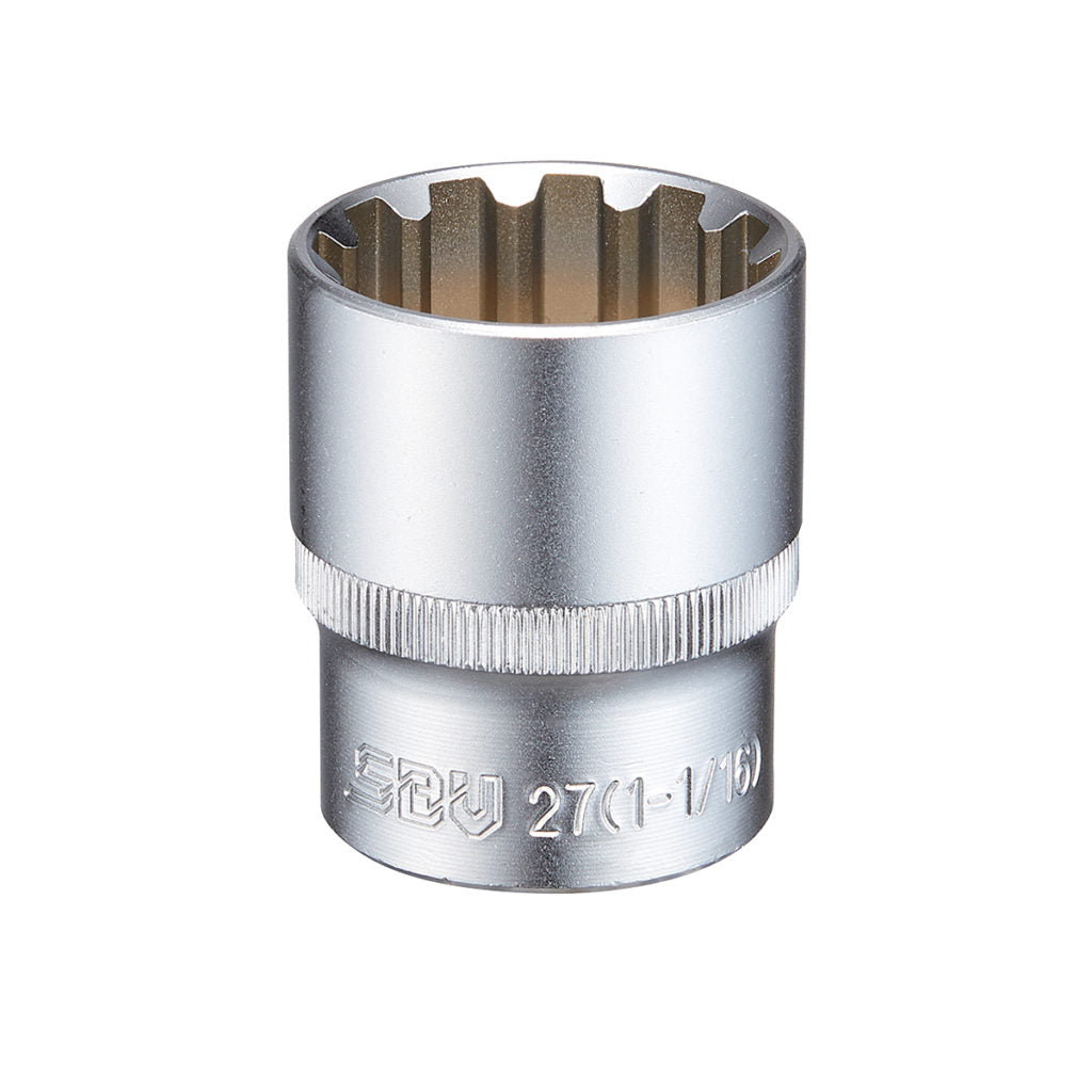 27mm 1/2" Dr. Mit mm, SAE, Torx Flank Socket