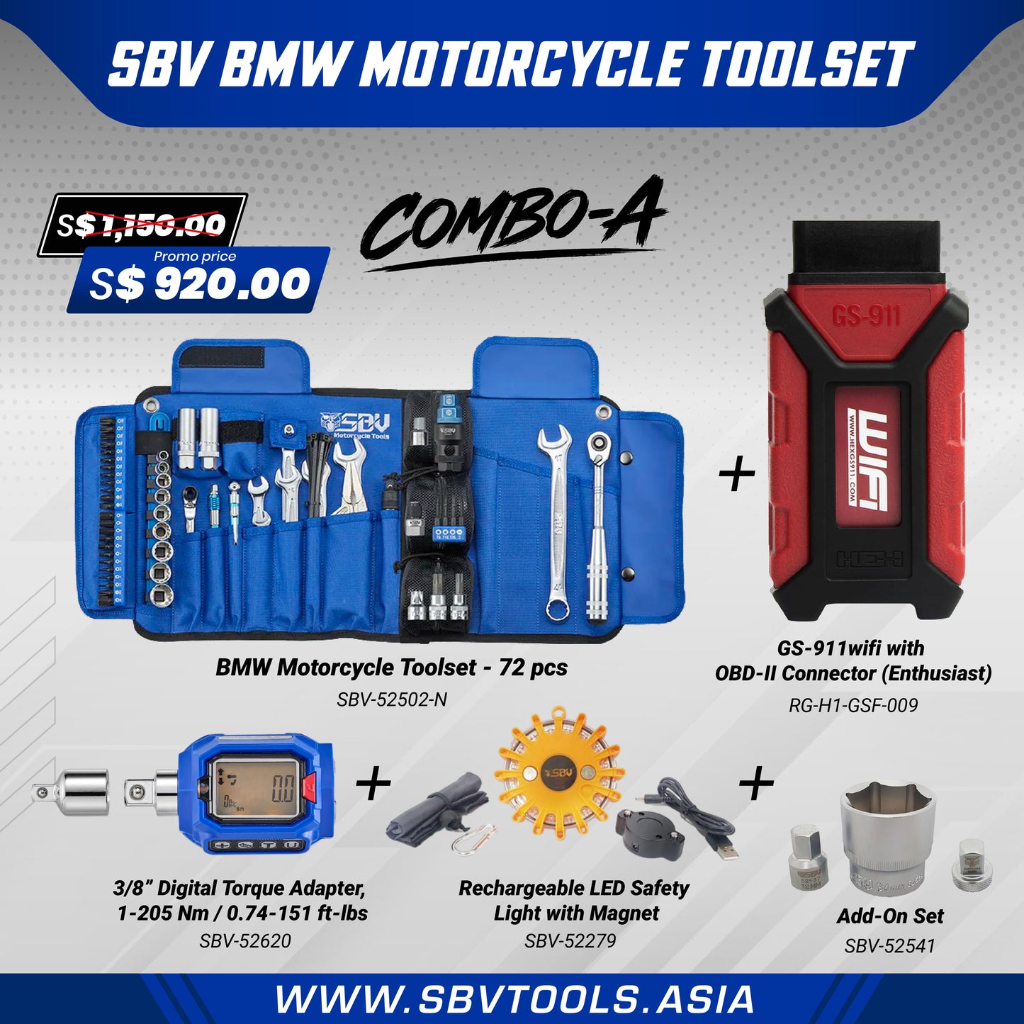 SBV BMW Motorcycle Toolset Combo A