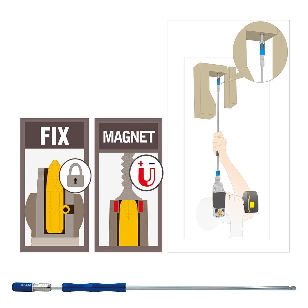 1/4" Dr. Quick Locking Bit Extension with Magnetic Holder - SBV Tools Asia