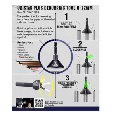 UniStar PLUS Deburring Tool Bit 8-22 mm - SBV Tools Asia